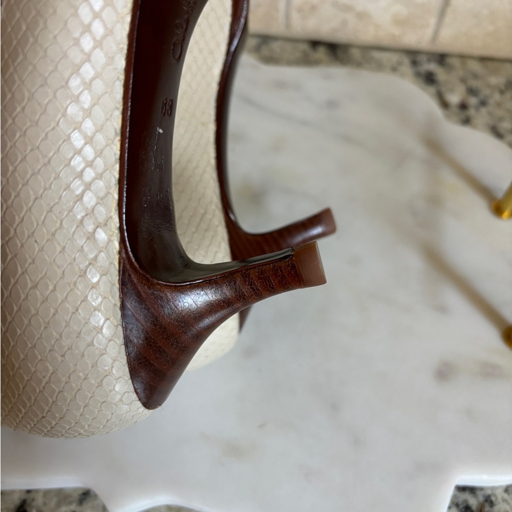 Cole Haan Snakeskin Open Toe Nike Air Cream Kitten Heels 6 - Picture 14 of 15